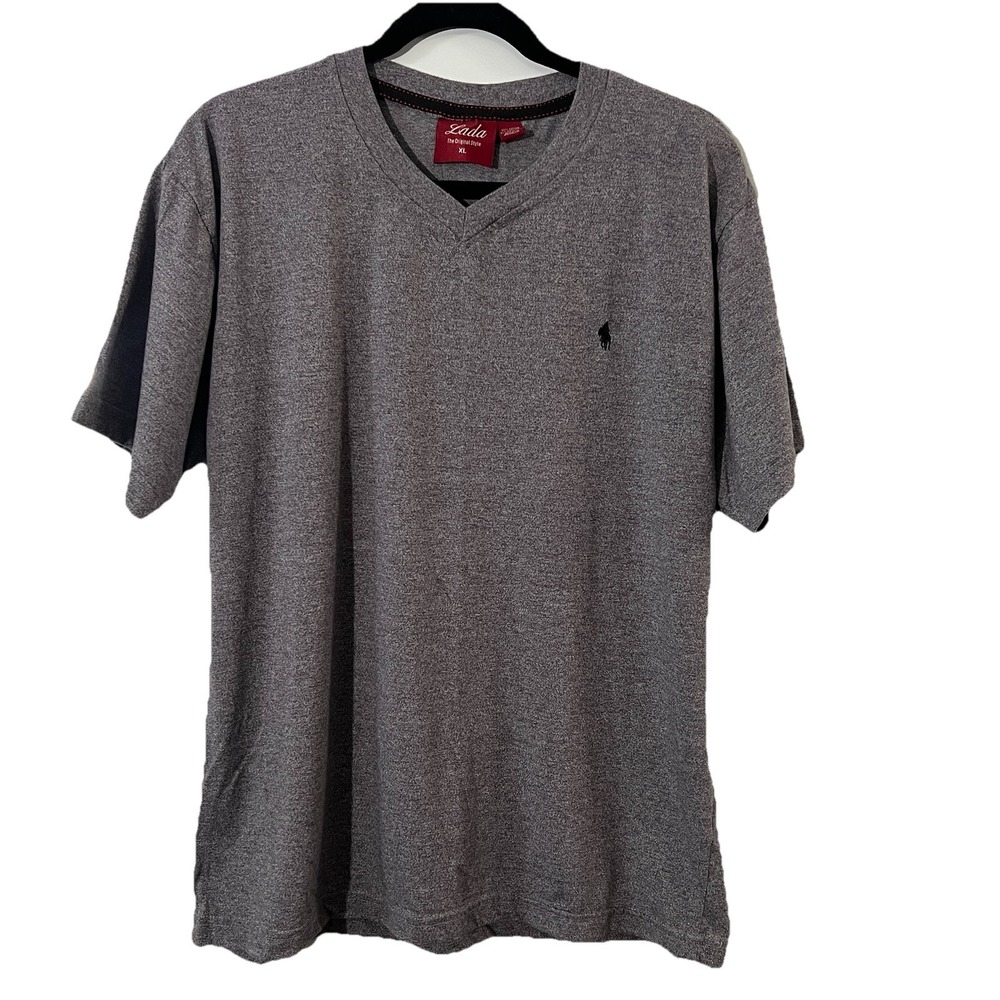 LADA The Original Style Mens T-shirt‎ Short Sleeve V-Neck Gray Size XL